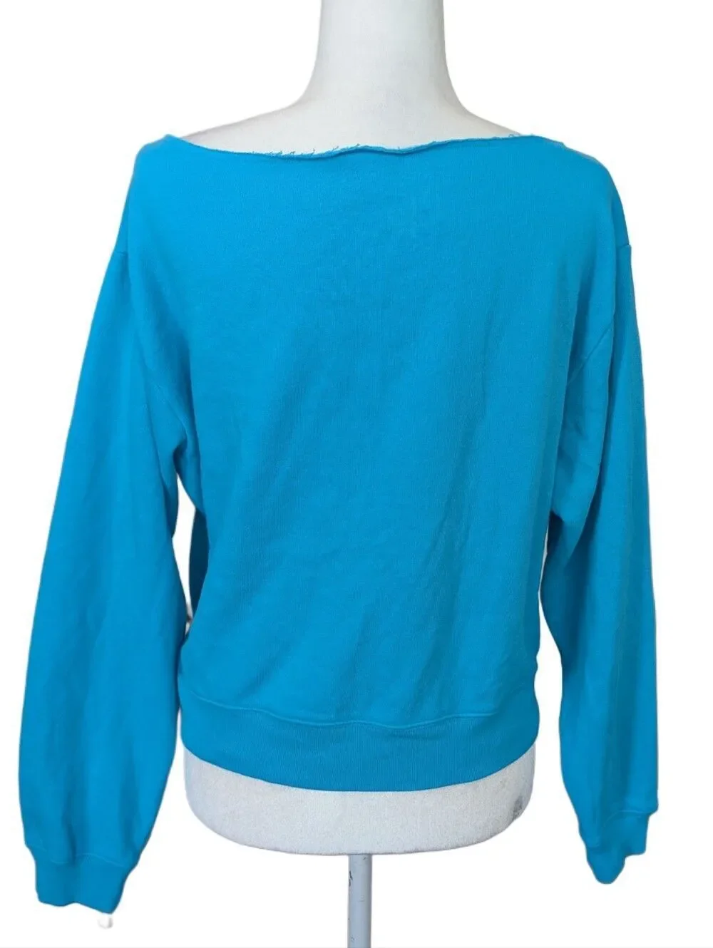 PINK VS Neon Scuba Script Logo Everyday Lounge Off The Shoulder Sweatshirt Large